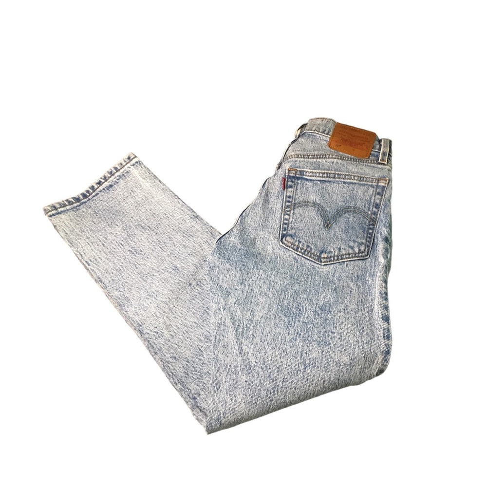 LEVI’S 501 ACID Washed BLUE Distressed High Waist Denim Jeans